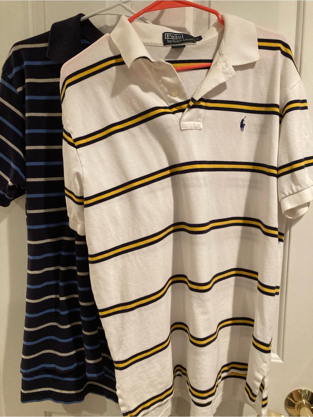 Polo by Ralph Lauren Men’s Pique Striped Logo Shirts LOT Size L Short Sleeves